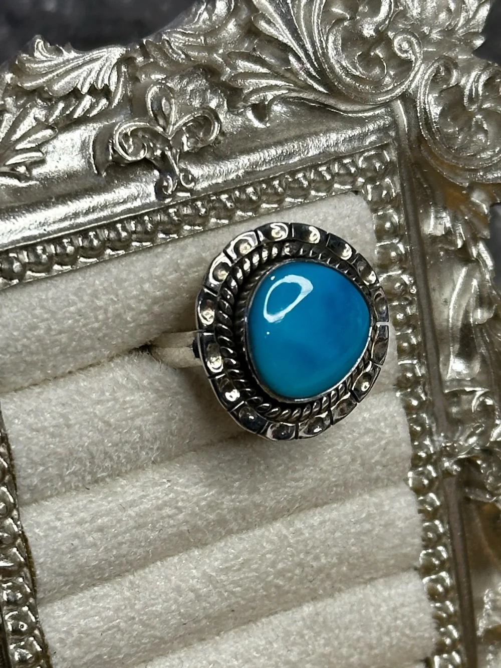 Sleeping Beauty Turquoise Sterling Silver Ring Size 6.5